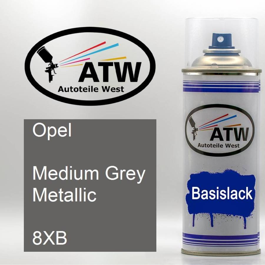 Opel, Medium Grey Metallic, 8XB: 400ml Sprühdose, von ATW Autoteile West.